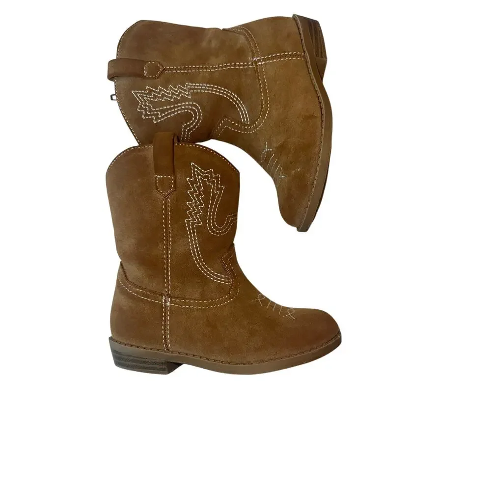 The Children’s Place Toddler Girls Cowboy Boots Size 7 Brown Western Zip Boots